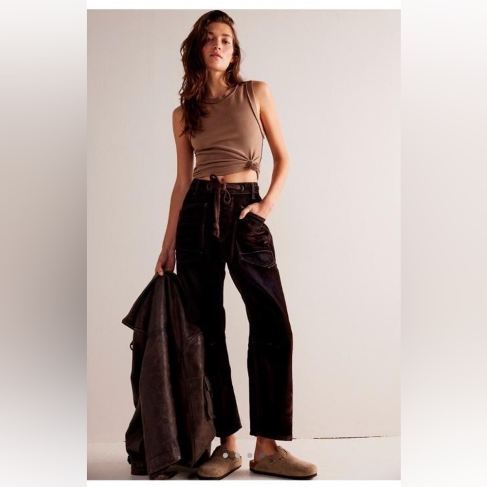 We The Free Moxie Flocked Pull On Barrel Jeans